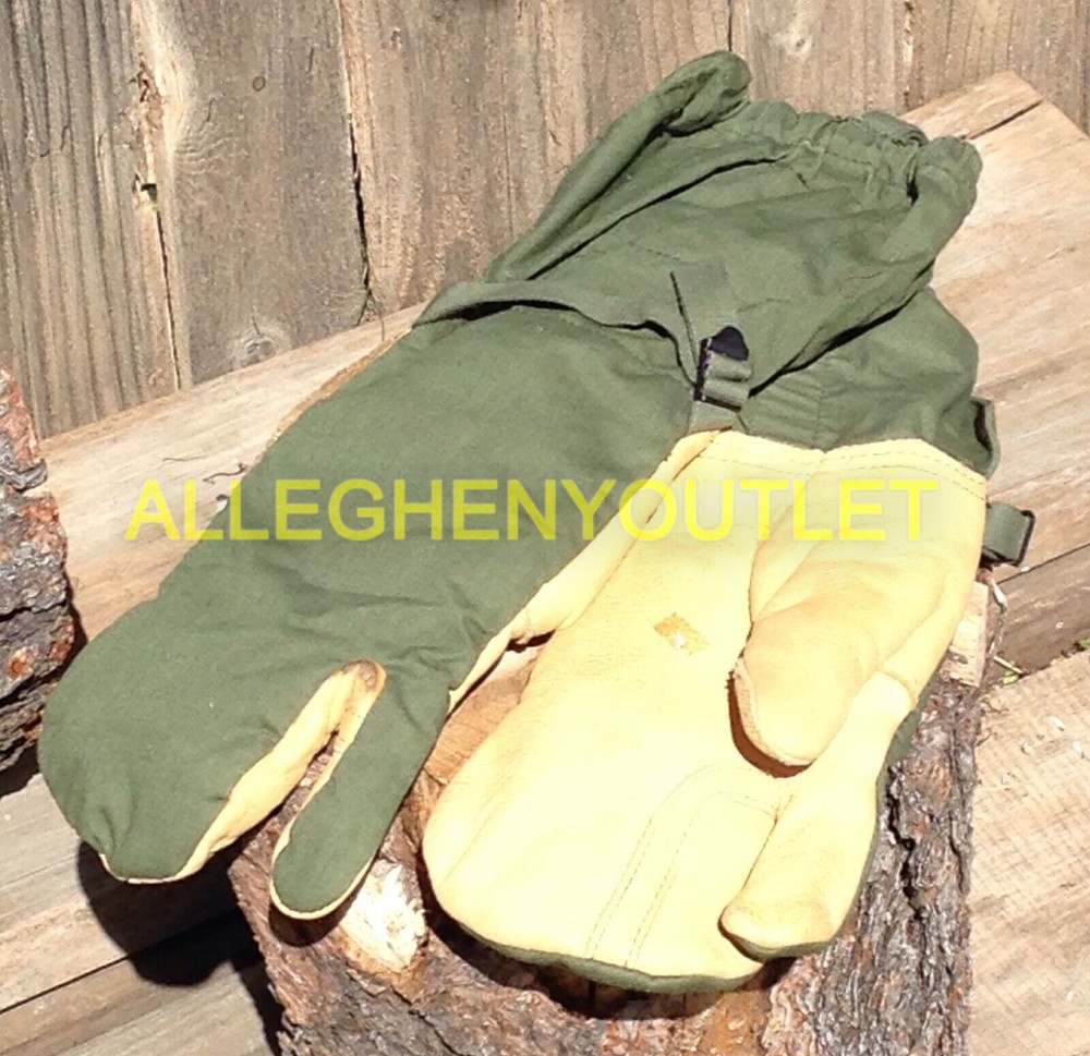 USGI Cold Weather Mitten Shell Gloves w Trigger Finger Inserts OD MEDIUM MINT