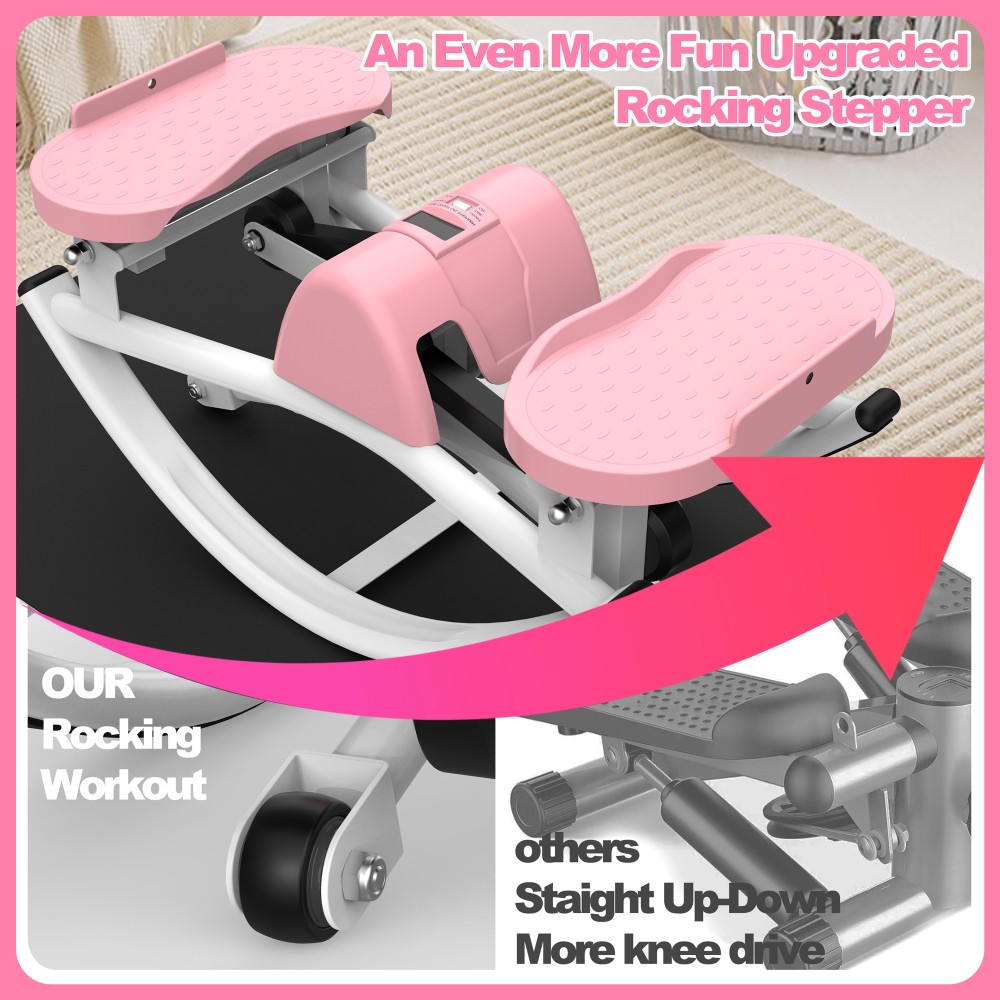 Lateral Stepper for Exercise-Rocking Stepper Machine with Resistance Bands & Ant