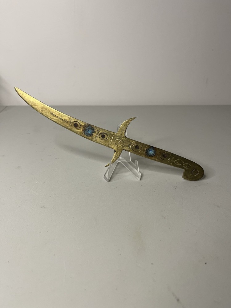 Vintage Brass Decorative Dagger with Engraved Details
