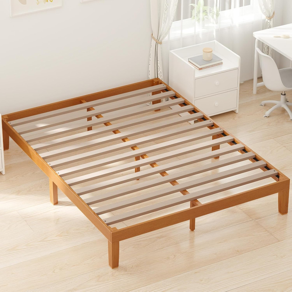 Full Size Solid Wood Bed Frame, Sturdy & Easy Assembly, No Box Spring