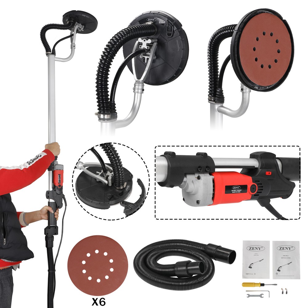 Electric Drywall Sander Adjustable Variable Speed Control With Sanding Pad 800W