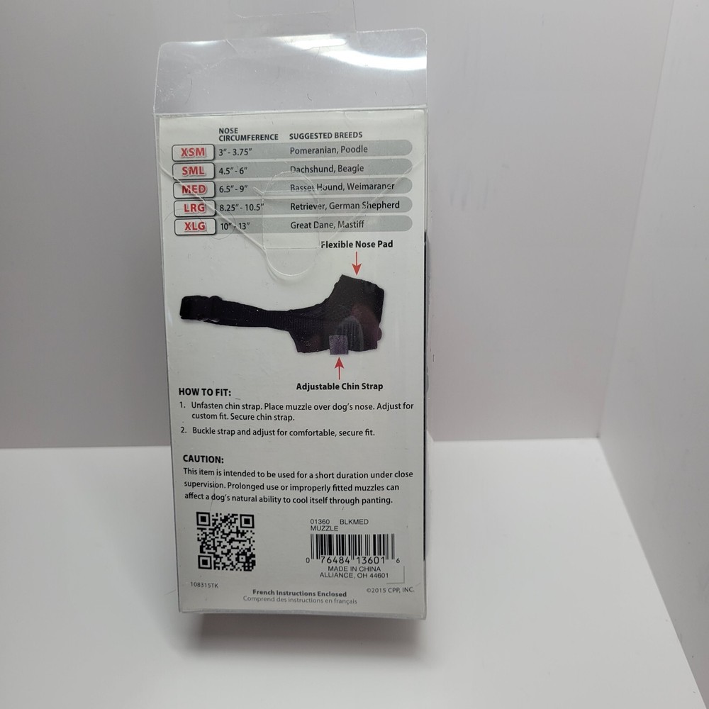 Best Fit Adjustable Comfort Dog Muzzle Black Medium New