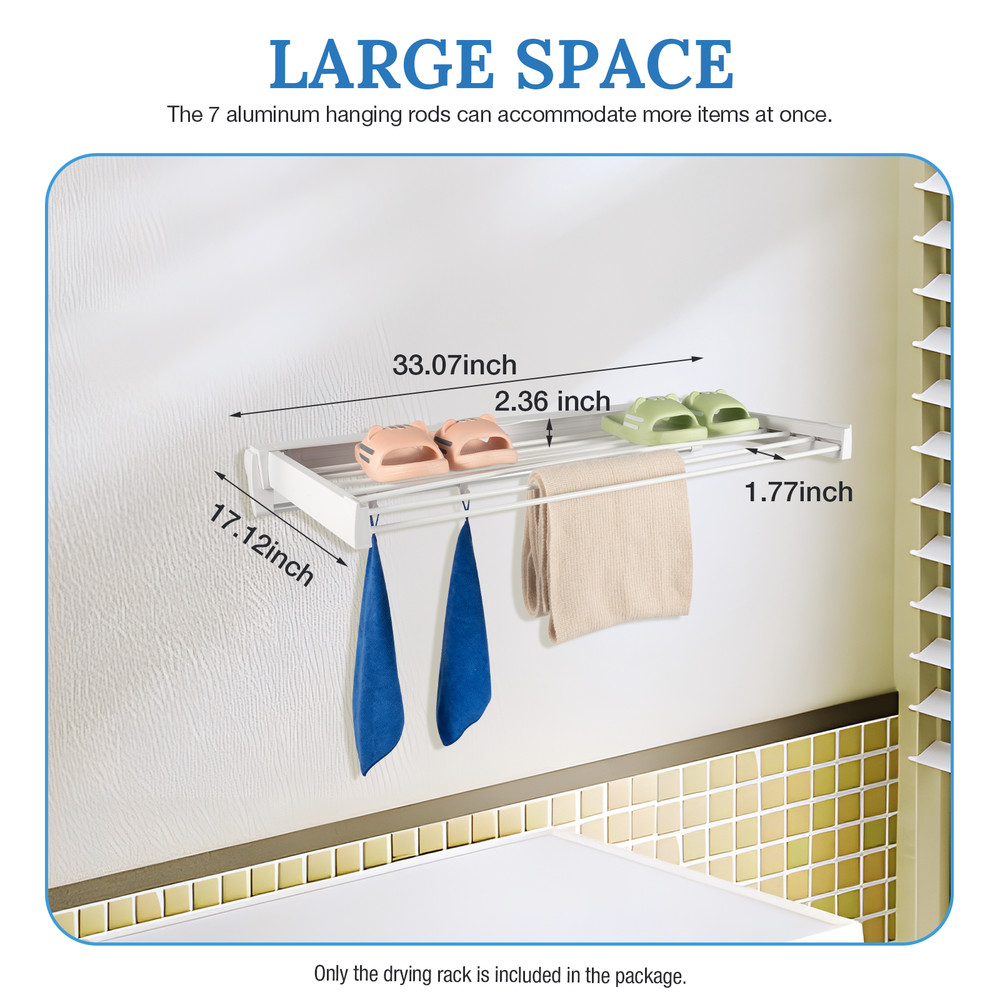 Retractable Foldable Drying Rack Wall Mounted Clothes Hanger Towel Laundry Racks