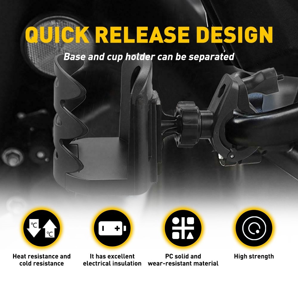 Adjustable Motorcycle Handlebar Cup Holder Drink Bottle Mount Fit for 17-32mm EA