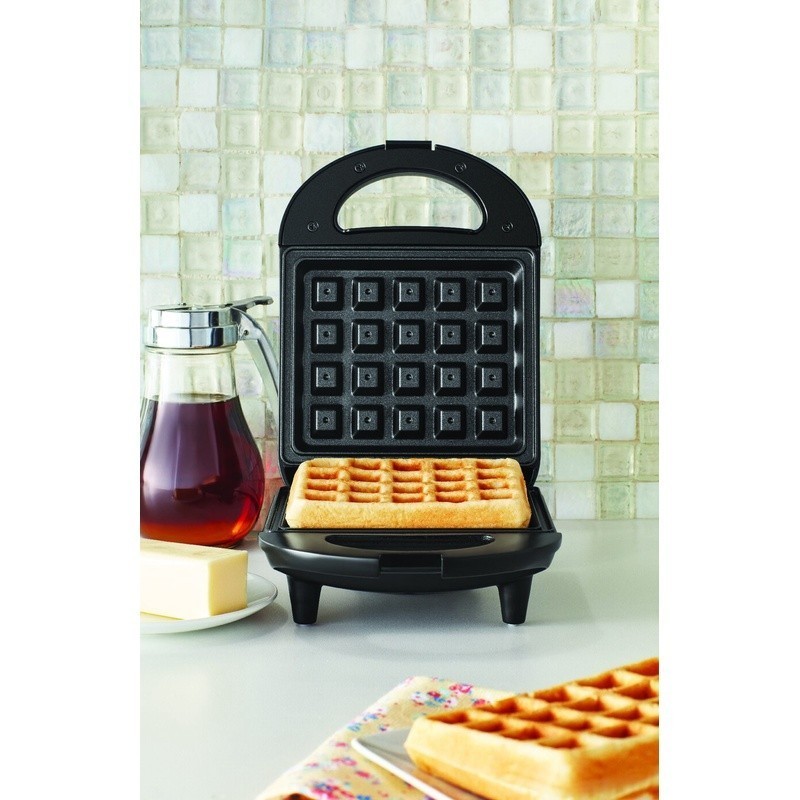 Single Waffle Maker Nonstick Ceramic Plate Cool Touch Handle Compact Design New