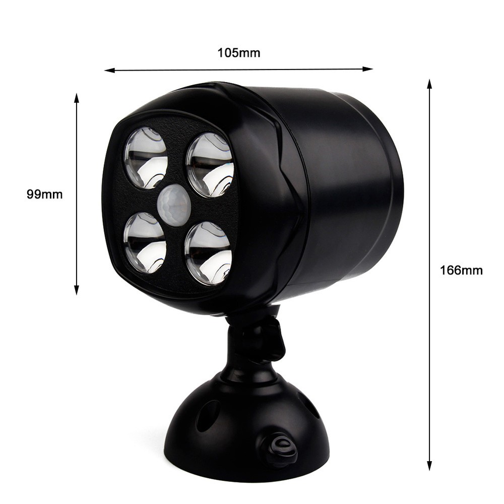 Battery Powered Security Lights Motion Sensor Outdoor Lamp Spotlight with 4LEDs