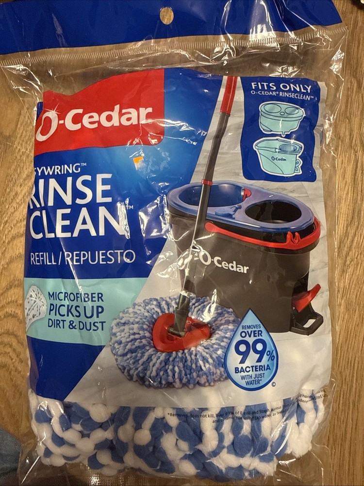 O-Cedar EasyWring RinseClean Spin Mop Microfiber Genuine Refill Blue and White