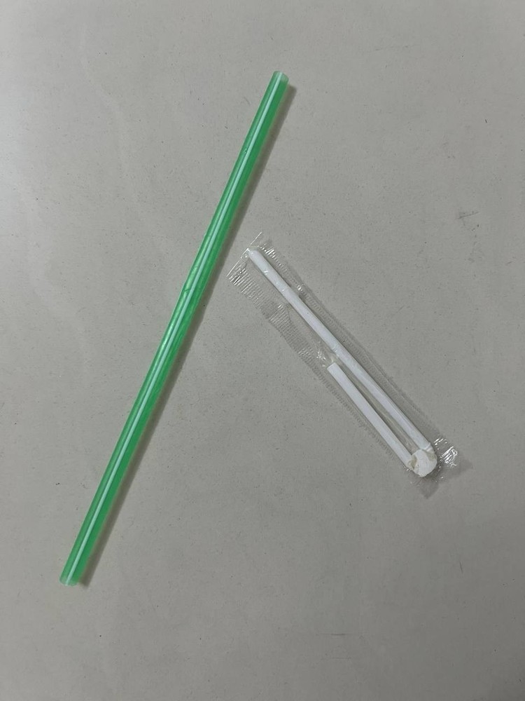 2-pcs Drinking STRAWS White and Striped Green (Used)