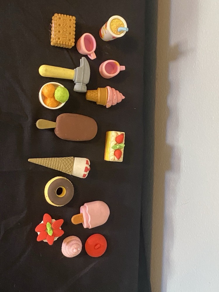 Mini Erasers, Food Themed, As Pictured