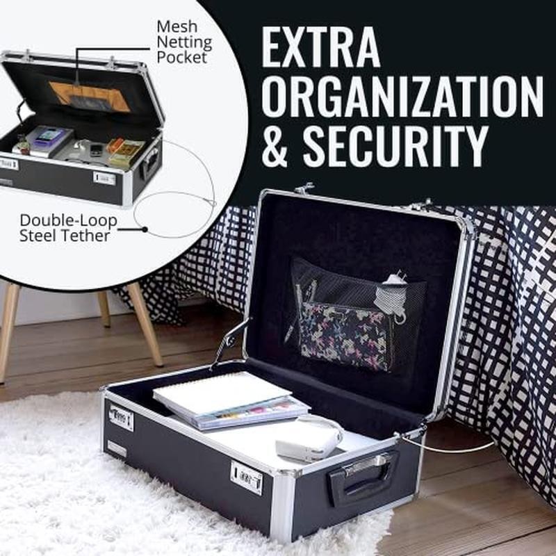 Storage Lock Box Secure Dorm Storage Trunk w/Combination Lock Briefcase Personal