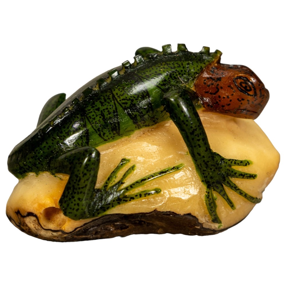 Green Iguana Lizard Tagua Nut Carving