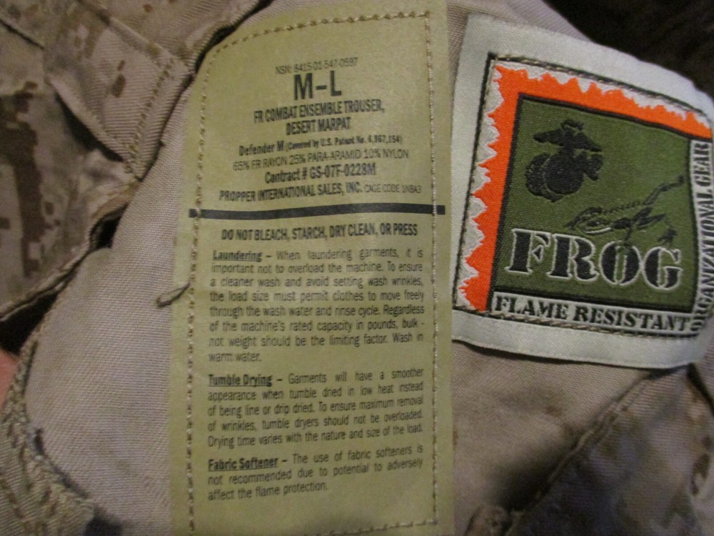NWT USMC Desert FROG Marpat FR Combat, Utility Camo Pants, MEDIUM LONG