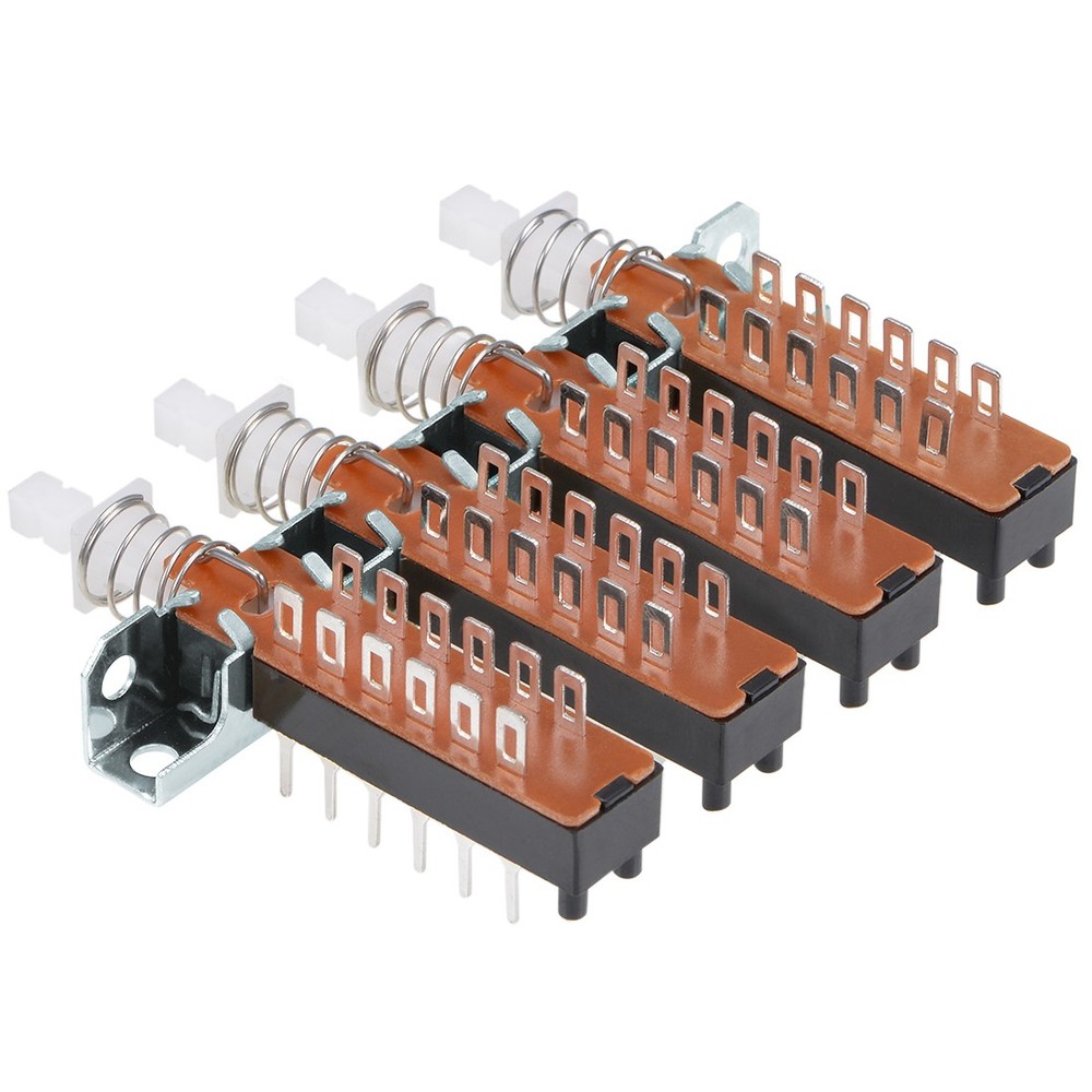 Interlock Push Button Switch Piano Type 4PDT 12Pins 4 Row