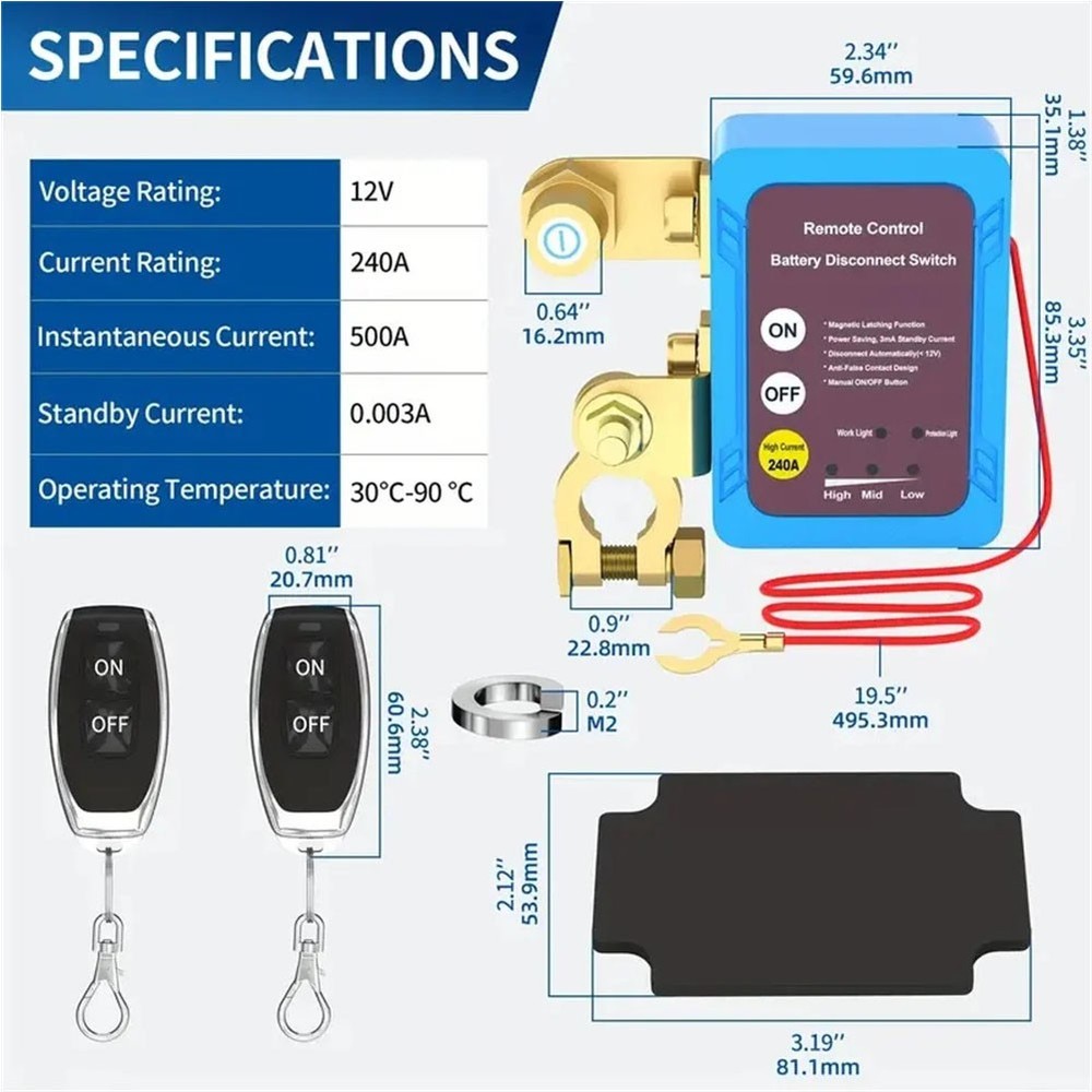 12V Car Remote Battery Disconnect Smart Voltage Kill Switch Automatic Power Off