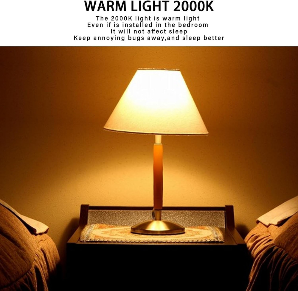 Dusk to Dawn Bug Light Bulb Outdoor,2 Pack Amber Bug Light Bulb,Auto On/Off,10W(