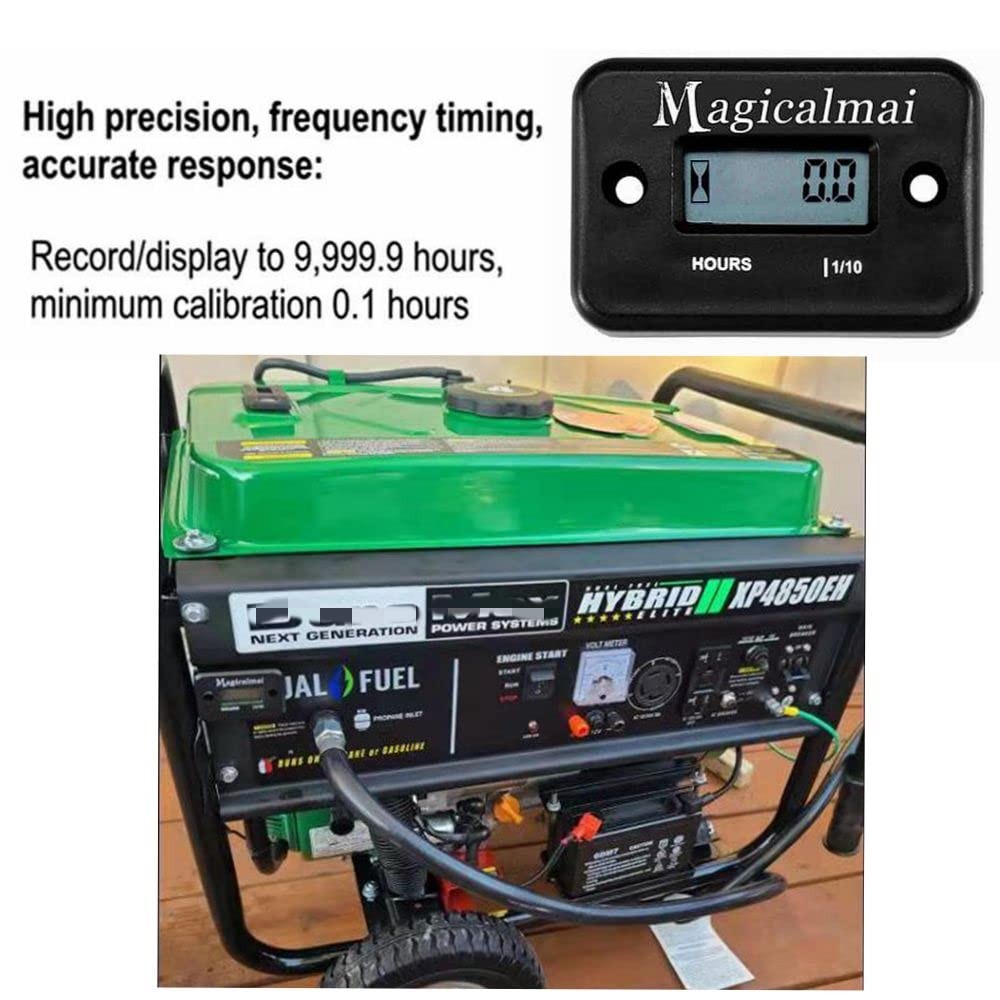 Magicalmai Inductive Hour Meter for Gas Engine Generator Lawn Mower 1, Black