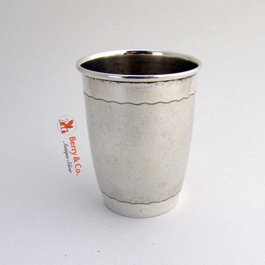 Austrian Silver Beaker Triangular Engravings 1920