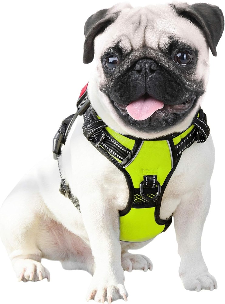 PHOEPET No Pull Dog Harness * M * GREEN * Reflective Adjustable Vest * NEW *