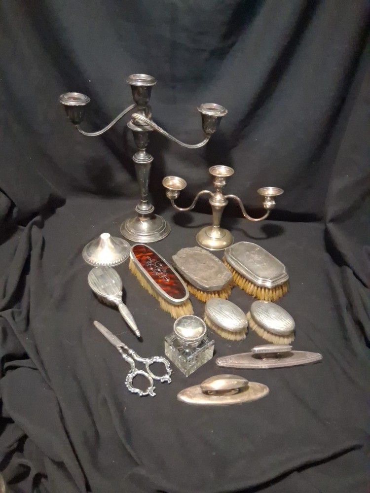 Weighted Sterling Scrap Silver Gorham Candelabra Handle Brushes Inkwell Buffers