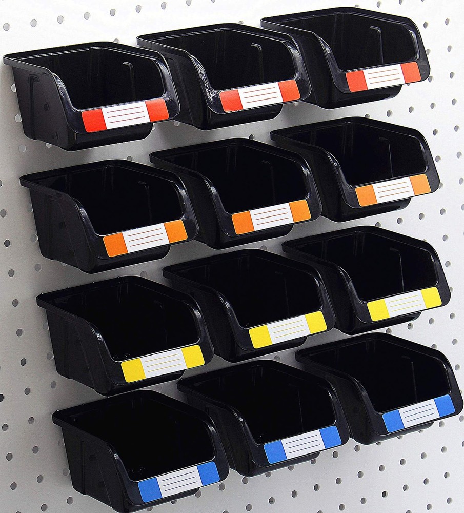 Pegboard Bins Kit 12 PACK Black Pegboard Parts Storage Tool