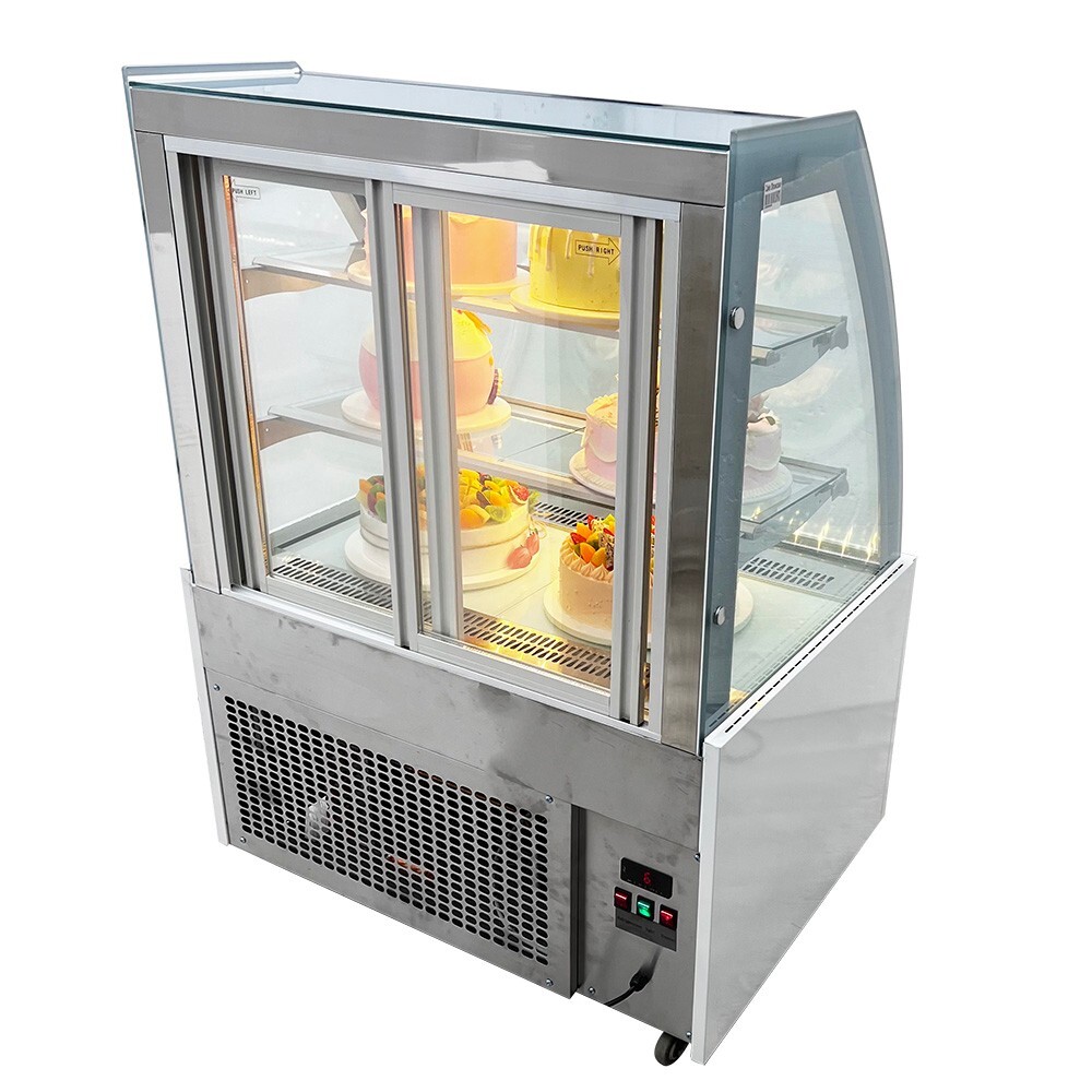 220V Floor 3 Layers Refrigerated Cake Display Cabinet Bakery Showcase