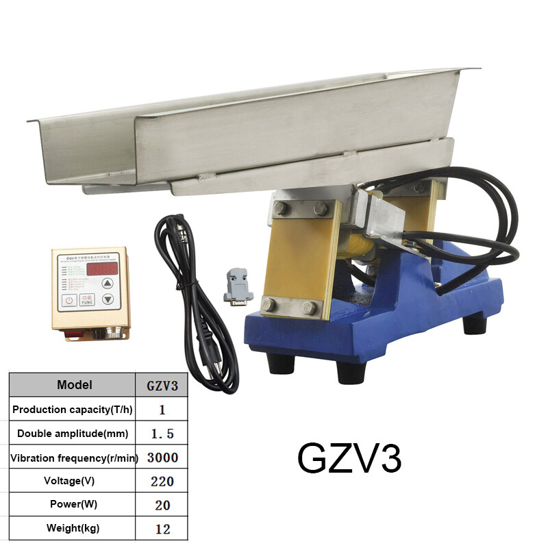 GZV Small Vibrating Feeder Electromagnetic Shaking Feeding Machine W/ Controller