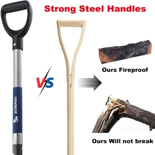 4-Tine Spading Digging Fork, Garden Digging Spading Fork Forged Steel with D