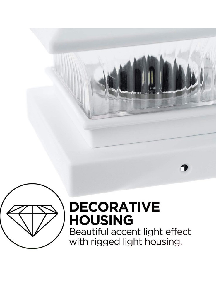 Home Zone Security Decorative Outdoor Solar Post Lights White 2 Set
