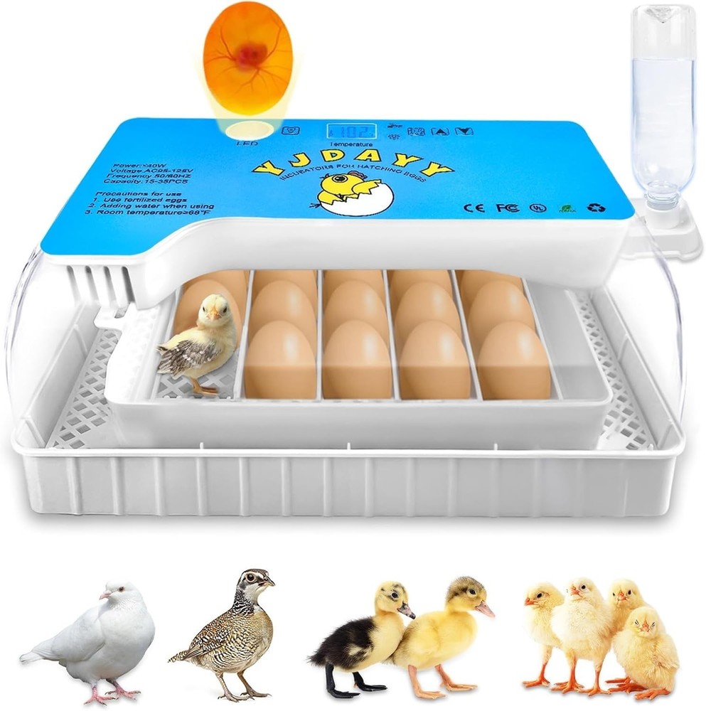 15-35 Eggs Incubator with Automatic Egg Turning and ℉Temperature Display LED ...