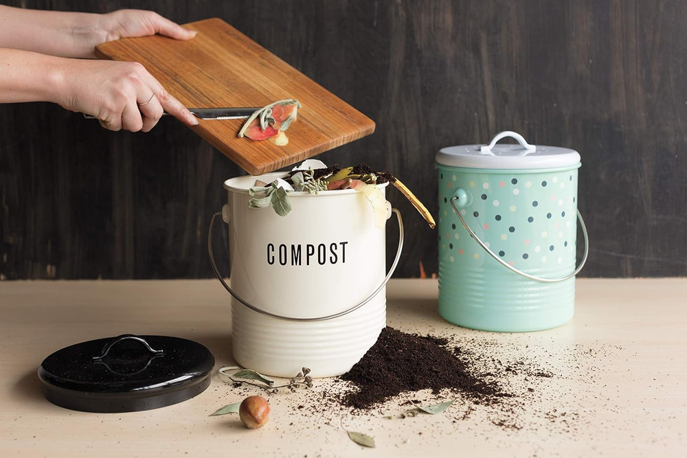 Vintage Compost Bin, Ivory