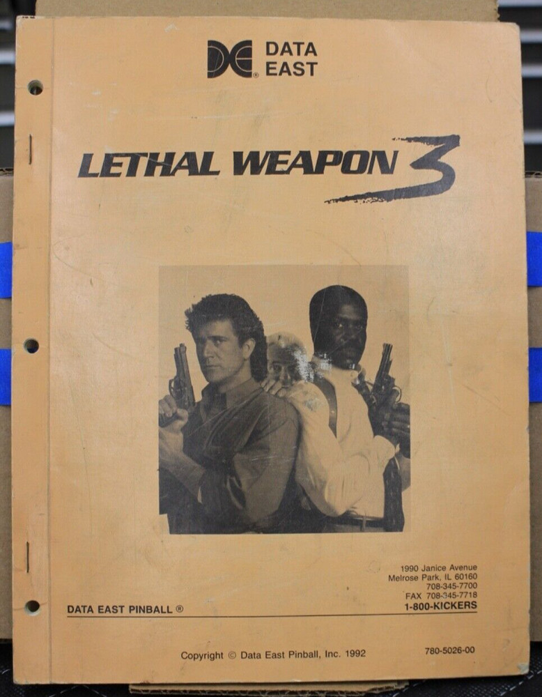 Lethal Weapon 3 Pinball Service Manual - Data East - 1992