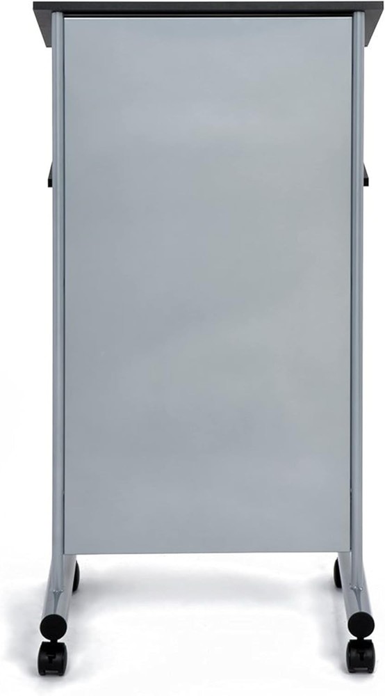 Audio-Visual Direct Wheeled Lectern Podium - Standing Standing, Silver/Black
