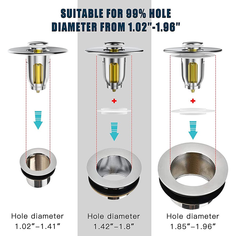 Universal Pop Up Drain Filter WashBasin Core Bounce Bathroom Sink Plug Stopper