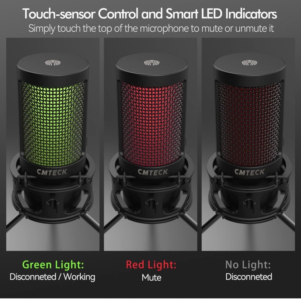 USB Microphone,Podcast Microphone with Pop Filter&Mute Button,Compatible Laptop