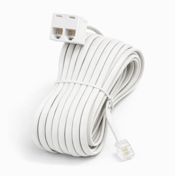 25 FT Phone Extension Cord – Double Jack – White