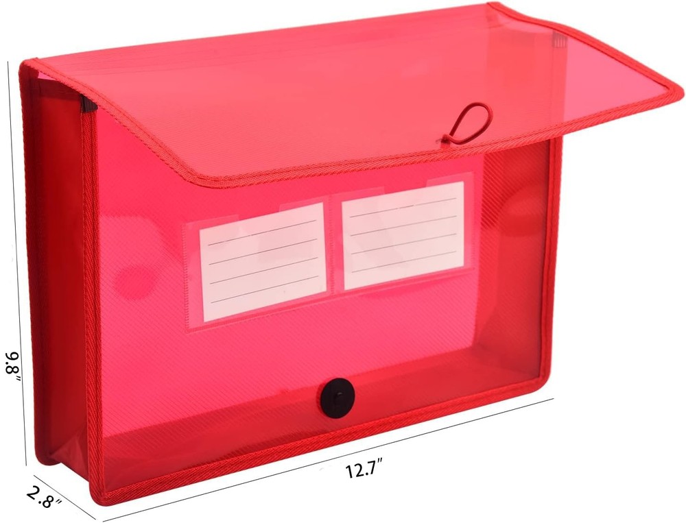 Expanding File Folder Document Organizer with Elastic Cord & Button Closure, ...