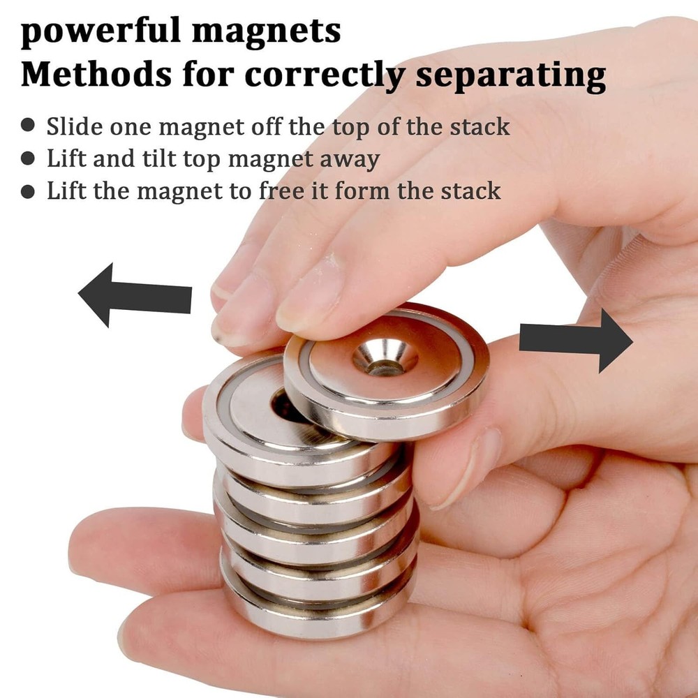 12 Pcs Strong Neodymium Round Base Cup Magnet, 95 lbs Pulling Force 1.26 "32 ...