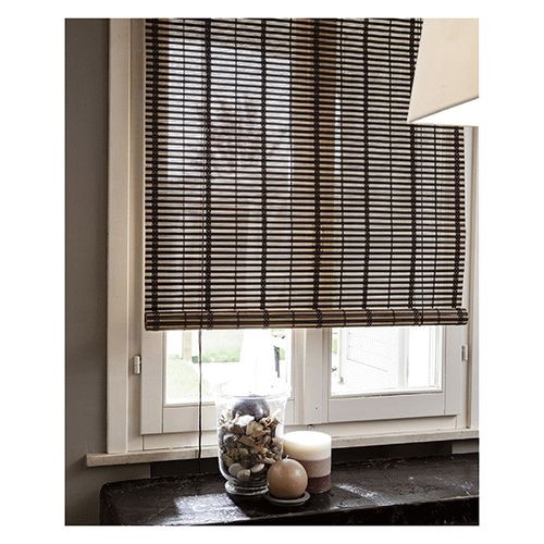 Dark Brown Bamboo Strips Shutter 100x160cm Pulley Rolling