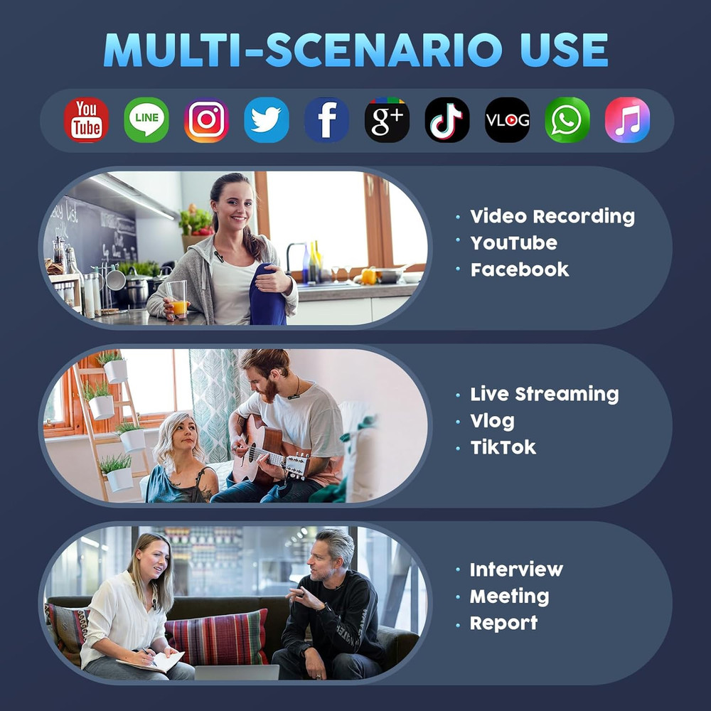 New Mini Wireless Microphone for Iphone Ipad Android,Lavalier Microphone for Vid