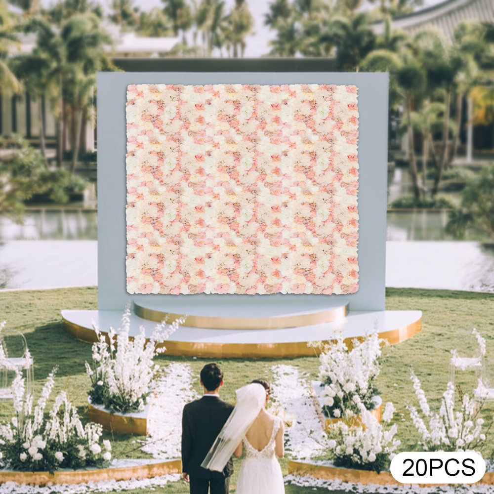 20 Pieces Flower Wall Panel Artificial Floral Backdrop Wall Decoration Backdrop