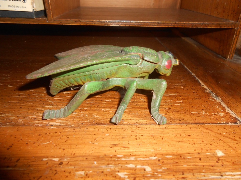 Vintage Cast Iron Match Holder Safe Bug Fly