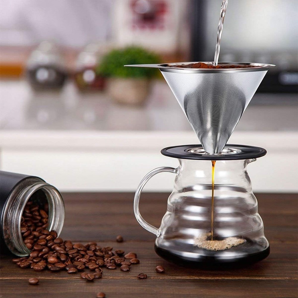 Stainless Steel Pour Over Coffee Dripper - Eco-Friendly & Reusable