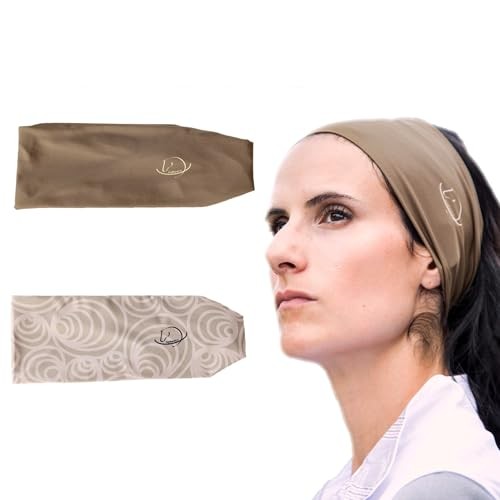 Equestrian Headbands Designed to Wick Moisture and Protect 2 Pack Brown, Tan