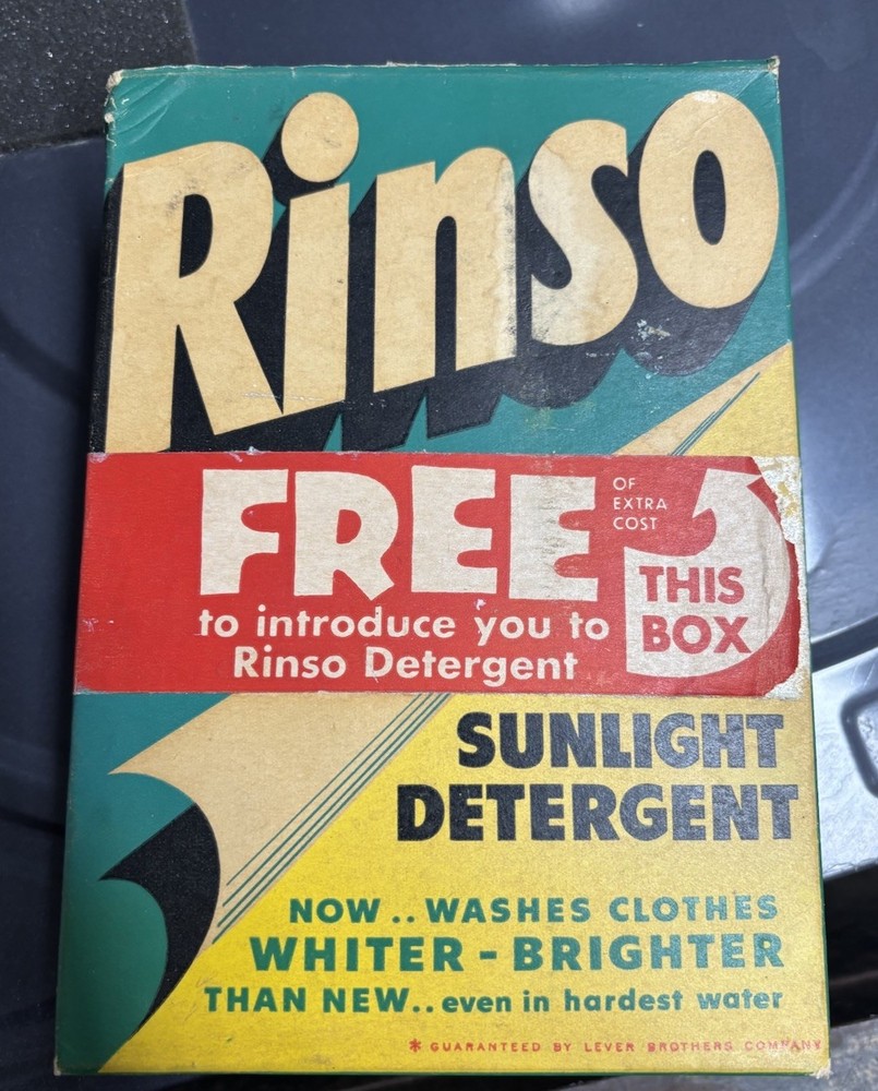 1950’s  Vintage Rinso  detergent box sunlight Full Unopened