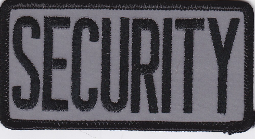 SECURITY patch for vest gear bag, 4 x 2, plastic back, REFLECTIVE
