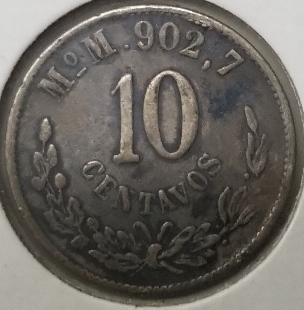Mexico 1903 CN V Silver 10 Centavos.