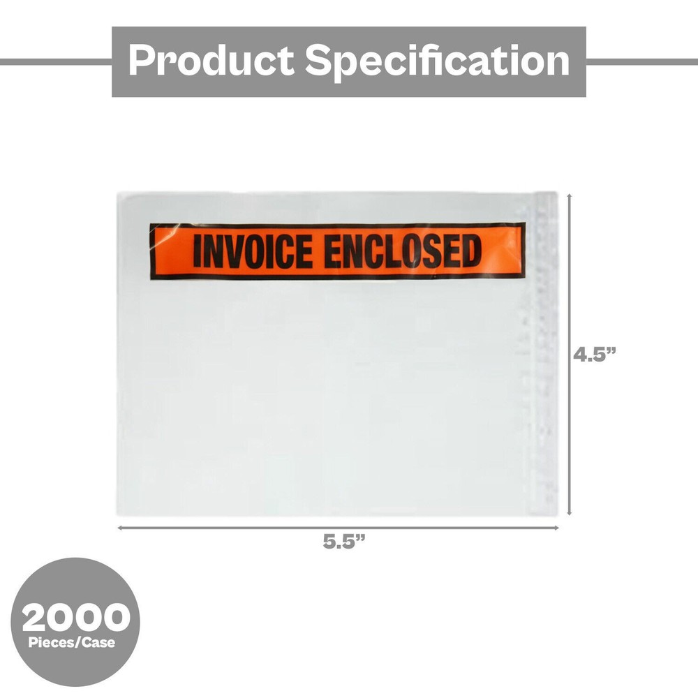 2000 4.5" x 5.5" Packing List Slips Invoice Envelopes Panel Face Box Labels