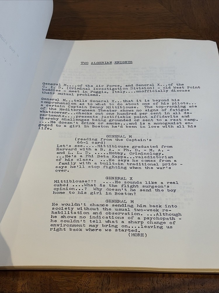 Vintage Unproduced Screenplay “Two Algerian Knights” Script LA