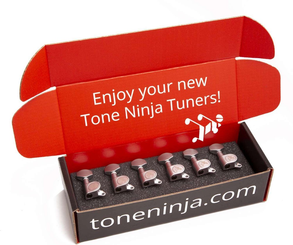 Genuine Tone Ninja Tuners, 6 Inline Staggered, Satin Chrome