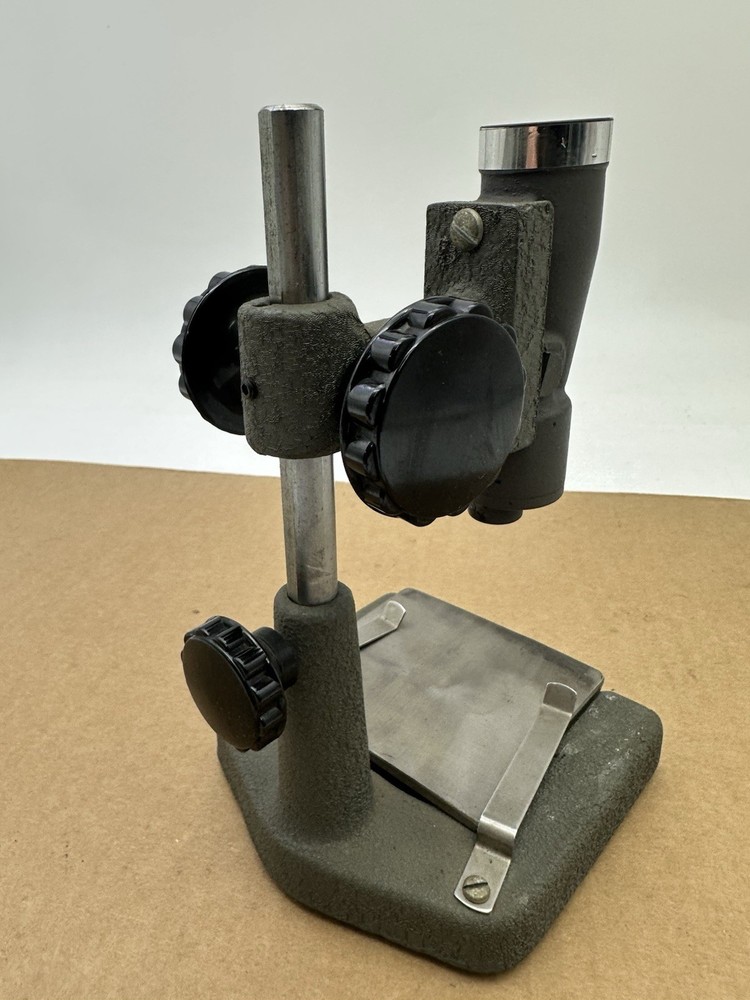 Vintage Optical Microscope Cast Iron Base Adjustable Stand Only - Unknown Maker